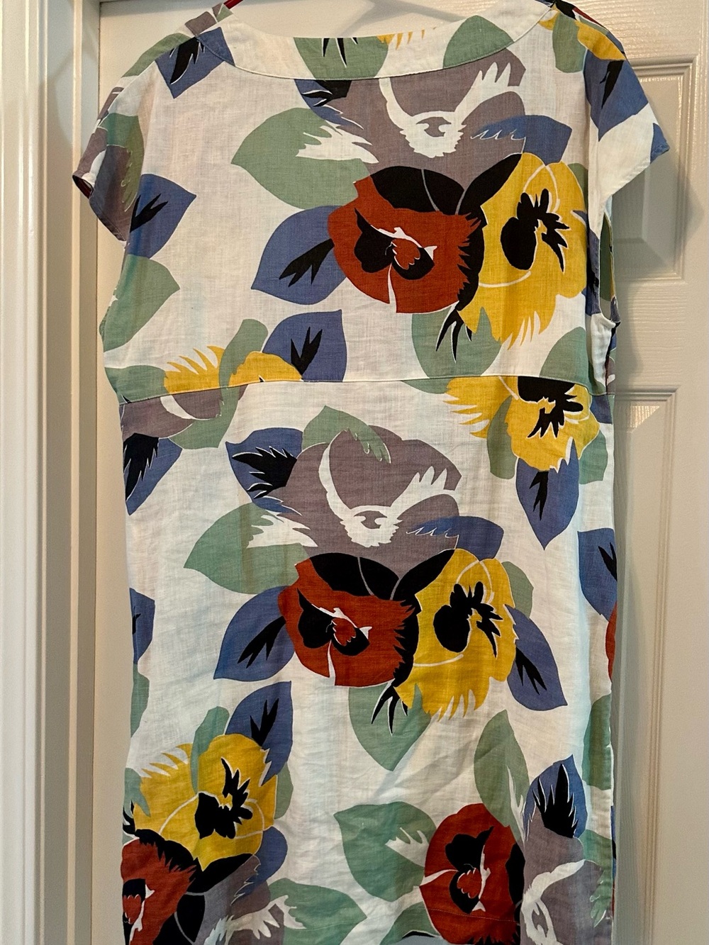 Boden Multicolor Floral Midi Dress in White, Red, Yellow, Green, Blue, Purple - Picture 2 of 9